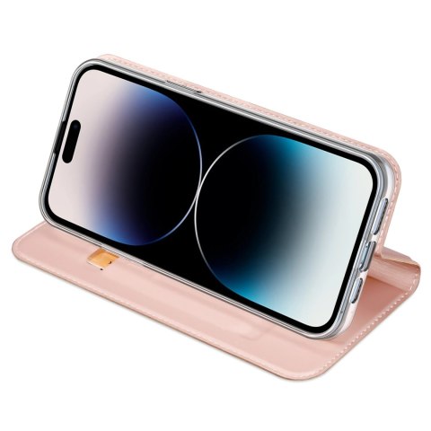 Etui do iPhone 15 Pro pokrowiec z klapką i portfelem Dux Ducis Skin Pro - różowe Etui do iPhone 15 Pro pokrowiec z klapką i portfelem Dux Ducis Skin Pro - różowe