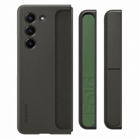 Etui silikonowe do Samsung Galaxy Z Fold 5 z podstawką i paskiem - czarne Etui silikonowe do Samsung Galaxy Z Fold 5 z podstawką i paskiem - czarne