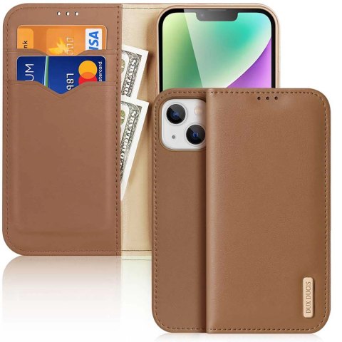 Etui z portfelem Dux Ducis Hivo z blokadą RFID do iPhone 15 Plus - brązowe Etui z portfelem Dux Ducis Hivo z blokadą RFID do iPhone 15 Plus - brązowe