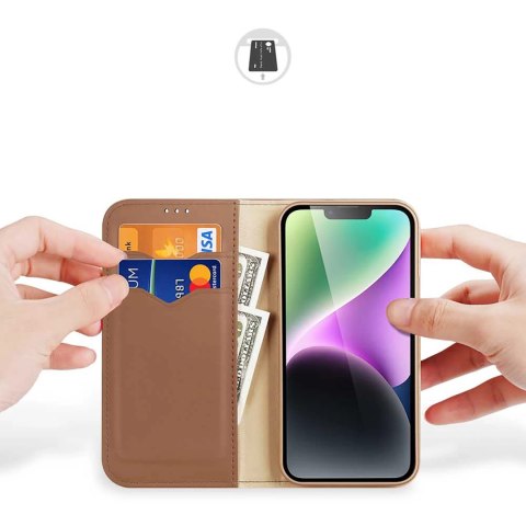 Etui z portfelem Dux Ducis Hivo z blokadą RFID do iPhone 15 Plus - brązowe Etui z portfelem Dux Ducis Hivo z blokadą RFID do iPhone 15 Plus - brązowe