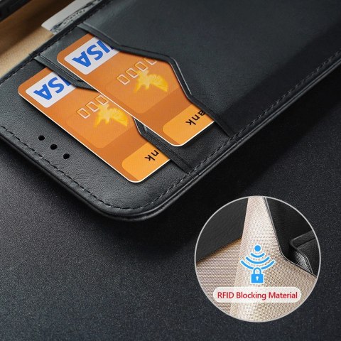 Etui z portfelem Dux Ducis Hivo z blokadą RFID do iPhone 15 Plus - brązowe Etui z portfelem Dux Ducis Hivo z blokadą RFID do iPhone 15 Plus - brązowe