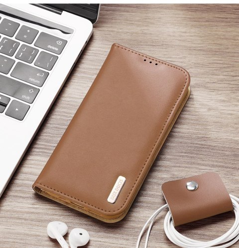 Etui z portfelem Dux Ducis Hivo z blokadą RFID do iPhone 15 Plus - brązowe Etui z portfelem Dux Ducis Hivo z blokadą RFID do iPhone 15 Plus - brązowe