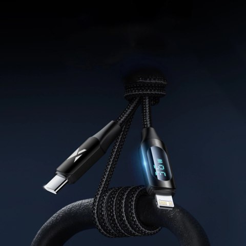 Kabel Wozinsky WUCLC2 Lightning - USB-C 36W 480Mb/s 2m z wyświetlaczem - czarny Kabel Wozinsky WUCLC2 Lightning - USB-C 36W 480Mb/s 2m z wyświetlaczem - czarny