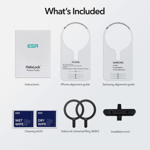 Pierścień MagSafe ESR Halolock uniwersalny - czarny 2 szt. Pierścień MagSafe ESR Halolock uniwersalny - czarny 2 szt.