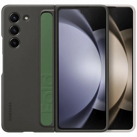 Etui silikonowe do Samsung Galaxy Z Fold 5 z podstawką i paskiem - czarne Etui silikonowe do Samsung Galaxy Z Fold 5 z podstawką i paskiem - czarne