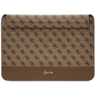 Pokrowiec Guess 4G Stripe Metal Logo na laptopa 14" - brązowy