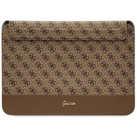 Pokrowiec Guess 4G Stripe Metal Logo na laptopa 14" - brązowy