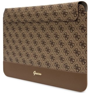 Pokrowiec Guess 4G Stripe Metal Logo na laptopa 14" - brązowy