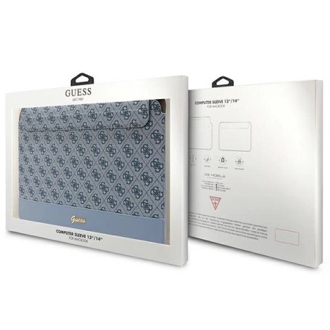 Pokrowiec Guess 4G Stripe Metal Logo na laptopa 14" - niebieski