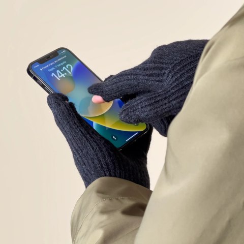 Rękawiczki plecione do telefonu z wycięciem na palce - czarne Rękawiczki plecione do telefonu z wycięciem na palce - czarne
