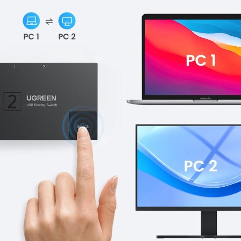 Switch przełącznik dwukierunkowy USB 3.0 Ugreen CM618 - czarny Switch przełącznik dwukierunkowy USB 3.0 Ugreen CM618 - czarny