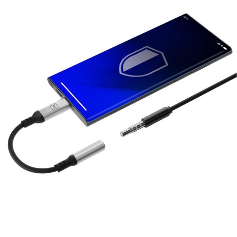 Adapter 3mk USB-C - minijack 3.5 mm - srebrny