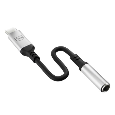 Adapter 3mk USB-C - minijack 3.5 mm - srebrny