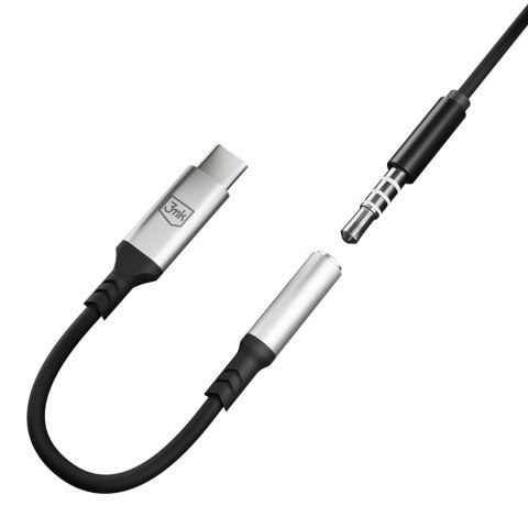 Adapter 3mk USB-C - minijack 3.5 mm - srebrny