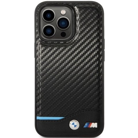 Etui BMW Leather Carbon na iPhone 13 Pro Max - czarne
