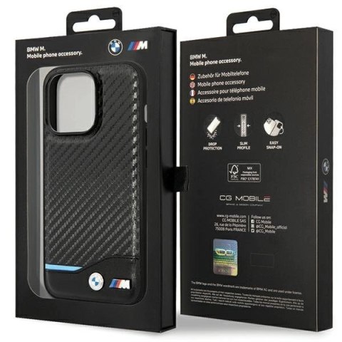 Etui BMW Leather Carbon na iPhone 13 Pro / iPhone 13 - czarne Etui BMW Leather Carbon na iPhone 13 Pro / iPhone 13 - czarne