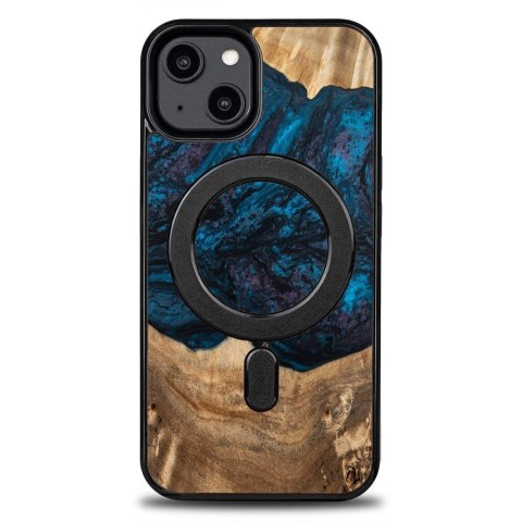 Etui Bewood Unique MagSafe Neptun z drewna i żywicy na iPhone 14 - granatowo-czarne Etui Bewood Unique MagSafe Neptun z drewna i żywicy na iPhone 14 - granatowo-czarne
