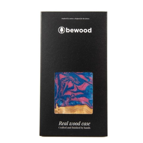 Etui Bewood Unique Vegas z drewna i żywicy na iPhone 14 - różowo-niebieskie Etui Bewood Unique Vegas z drewna i żywicy na iPhone 14 - różowo-niebieskie