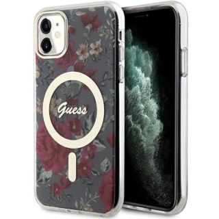 Etui Guess Flower MagSafe na iPhone 11 / Xr - zielone