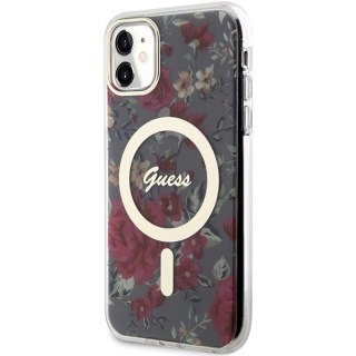 Etui Guess Flower MagSafe na iPhone 11 / Xr - zielone