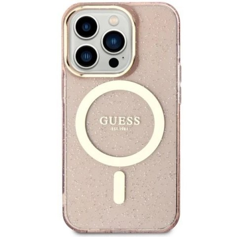 Etui Guess Glitter Gold MagSafe na iPhone 11 / Xr - różowe