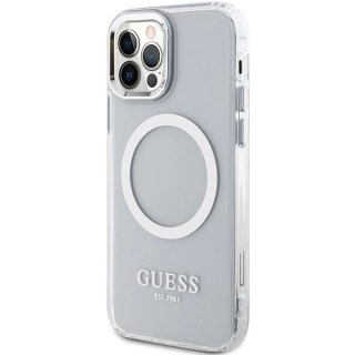 Etui Guess Metal Outline Magsafe na iPhone 12 / iPhone 12 Pro - srebrne