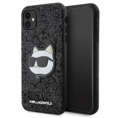 Etui Karl Lagerfeld Glitter Choupette Patch na iPhone 11 / Xr - czarne Etui Karl Lagerfeld Glitter Choupette Patch na iPhone 11 / Xr - czarne