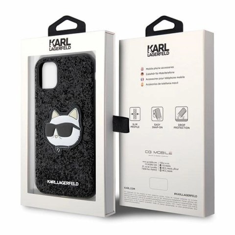 Etui Karl Lagerfeld Glitter Choupette Patch na iPhone 11 / Xr - czarne Etui Karl Lagerfeld Glitter Choupette Patch na iPhone 11 / Xr - czarne