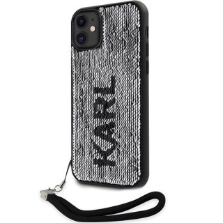 Etui Karl Lagerfeld Sequins Cord na iPhone 11 / Xr - srebrne