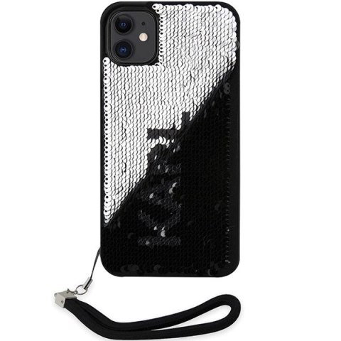 Etui Karl Lagerfeld Sequins Cord na iPhone 11 / Xr - srebrne Etui Karl Lagerfeld Sequins Cord na iPhone 11 / Xr - srebrne