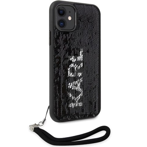 Etui Karl Lagerfeld Sequins Cord na iPhone 11 / Xr - srebrne Etui Karl Lagerfeld Sequins Cord na iPhone 11 / Xr - srebrne