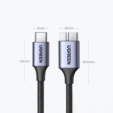 Kabel USB C / micro USB-B 3.0 Ugreen US565 5Gb/s 3A 0.5m - szary Kabel USB C / micro USB-B 3.0 Ugreen US565 5Gb/s 3A 0.5m - szary