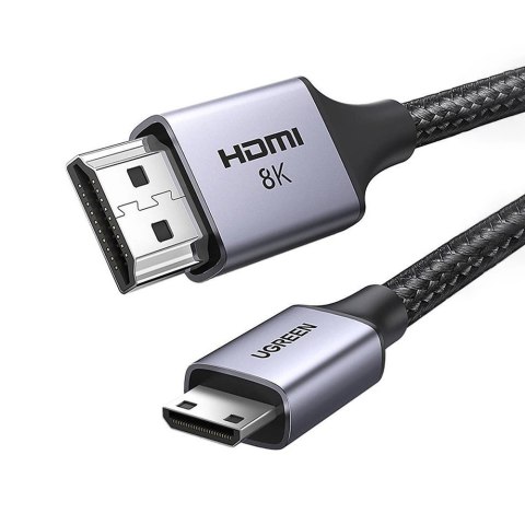 Kabel Ugreen HD163 15515 mini HDMI / HDMI 2.1 8K 2m - szary Kabel Ugreen HD163 15515 mini HDMI / HDMI 2.1 8K 2m - szary