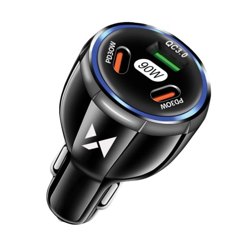 Ładowarka samochodowa Wozinsky WCCCA 2x USB-C 1x USB-A 90W PD QC - czarna Ładowarka samochodowa Wozinsky WCCCA 2x USB-C 1x USB-A 90W PD QC - czarna