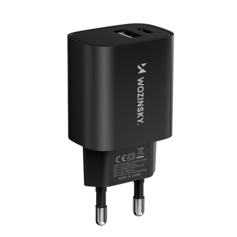 Ładowarka sieciowa Wozinsky WGWCB USB-A USB-C 20W - czarna Ładowarka sieciowa Wozinsky WGWCB USB-A USB-C 20W - czarna