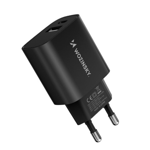 Ładowarka sieciowa Wozinsky WGWCB USB-A USB-C 20W - czarna Ładowarka sieciowa Wozinsky WGWCB USB-A USB-C 20W - czarna