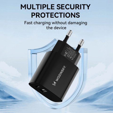 Ładowarka sieciowa Wozinsky WGWCB USB-A USB-C 20W - czarna Ładowarka sieciowa Wozinsky WGWCB USB-A USB-C 20W - czarna