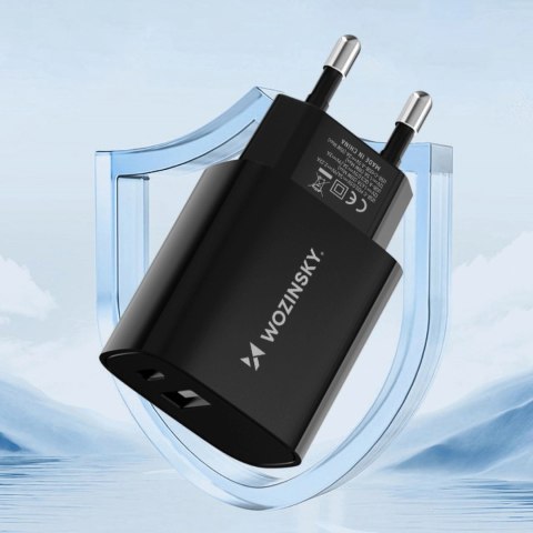 Ładowarka sieciowa Wozinsky WGWCB USB-A USB-C 20W - czarna Ładowarka sieciowa Wozinsky WGWCB USB-A USB-C 20W - czarna