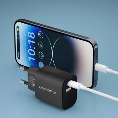 Ładowarka sieciowa Wozinsky WGWCB USB-A USB-C 20W - czarna Ładowarka sieciowa Wozinsky WGWCB USB-A USB-C 20W - czarna