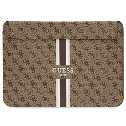 Pokrowiec Guess 4G Printed Stripes na laptopa 14" - brązowy