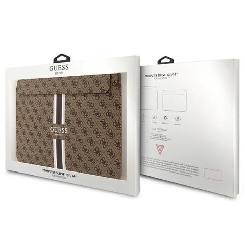 Pokrowiec Guess 4G Printed Stripes na laptopa 14" - brązowy
