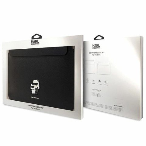 Pokrowiec Karl Lagerfeld Saffiano Karl&Choupette na laptopa 16" - czarny
