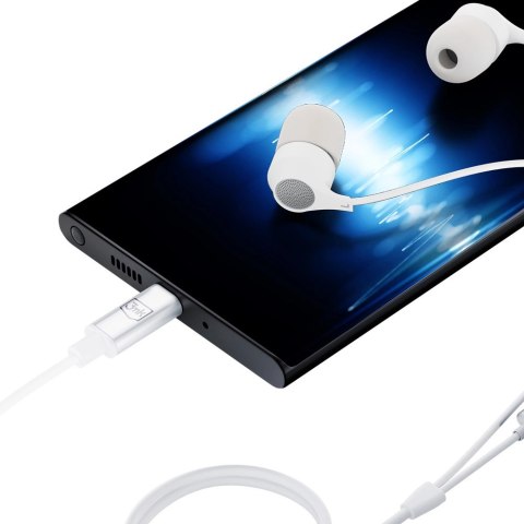Słuchawki 3mk Wired Headphones przewodowe ze złączem USB-C - białe Słuchawki 3mk Wired Headphones przewodowe ze złączem USB-C - białe