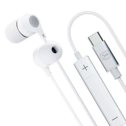 Słuchawki 3mk Wired Headphones przewodowe ze złączem USB-C - białe Słuchawki 3mk Wired Headphones przewodowe ze złączem USB-C - białe