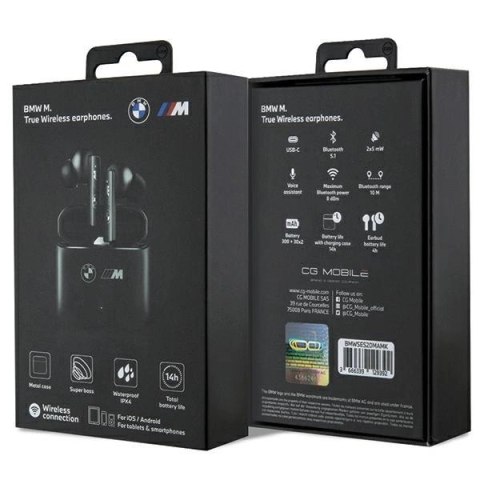 Słuchawki Bluetooth BMW M Collection TWS + stacja dokująca - czarne Słuchawki Bluetooth BMW M Collection TWS + stacja dokująca - czarne
