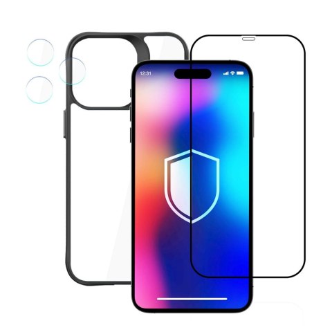 Zestaw 3mk Comfort Set 4 in 1 na iPhone 14 Pro Max - etui, 2x szkło, ramka aplikacyjna