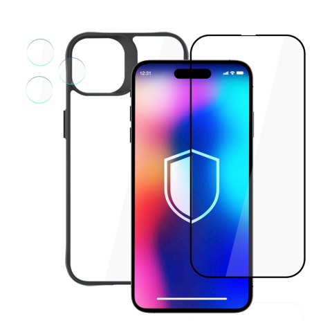 Zestaw 3mk Comfort Set 4 in 1 na iPhone 14 Pro - etui, 2x szkło, ramka aplikacyjna