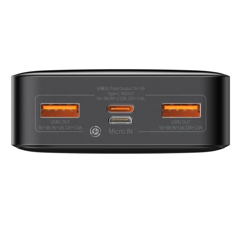 Baseus Bipow powerbank z szybkim ładowaniem 20000mAh 20W czarny (Overseas Edition) + kabel USB-A - Micro USB 0.25m czarny (PPBD0 Baseus Bipow powerbank z szybkim ładowaniem 20000mAh 20W czarny (Overseas Edition) + kabel USB-A - Micro USB 0.25m czarny (PPBD0
