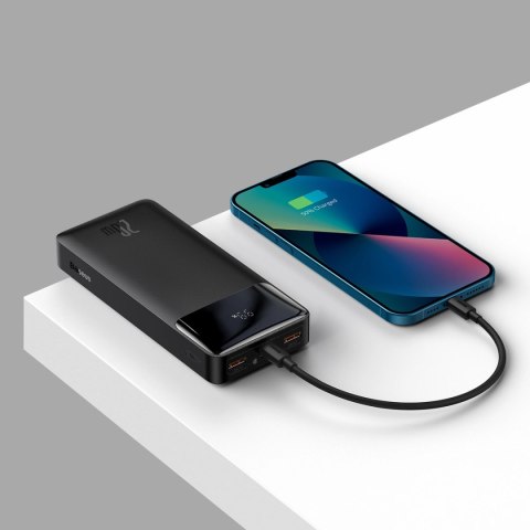 Baseus Bipow powerbank z szybkim ładowaniem 20000mAh 20W czarny (Overseas Edition) + kabel USB-A - Micro USB 0.25m czarny (PPBD0 Baseus Bipow powerbank z szybkim ładowaniem 20000mAh 20W czarny (Overseas Edition) + kabel USB-A - Micro USB 0.25m czarny (PPBD0