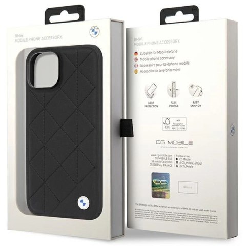 Etui BMW Leather Quilted na iPhone 14 - czarne Etui BMW Leather Quilted na iPhone 14 - czarne